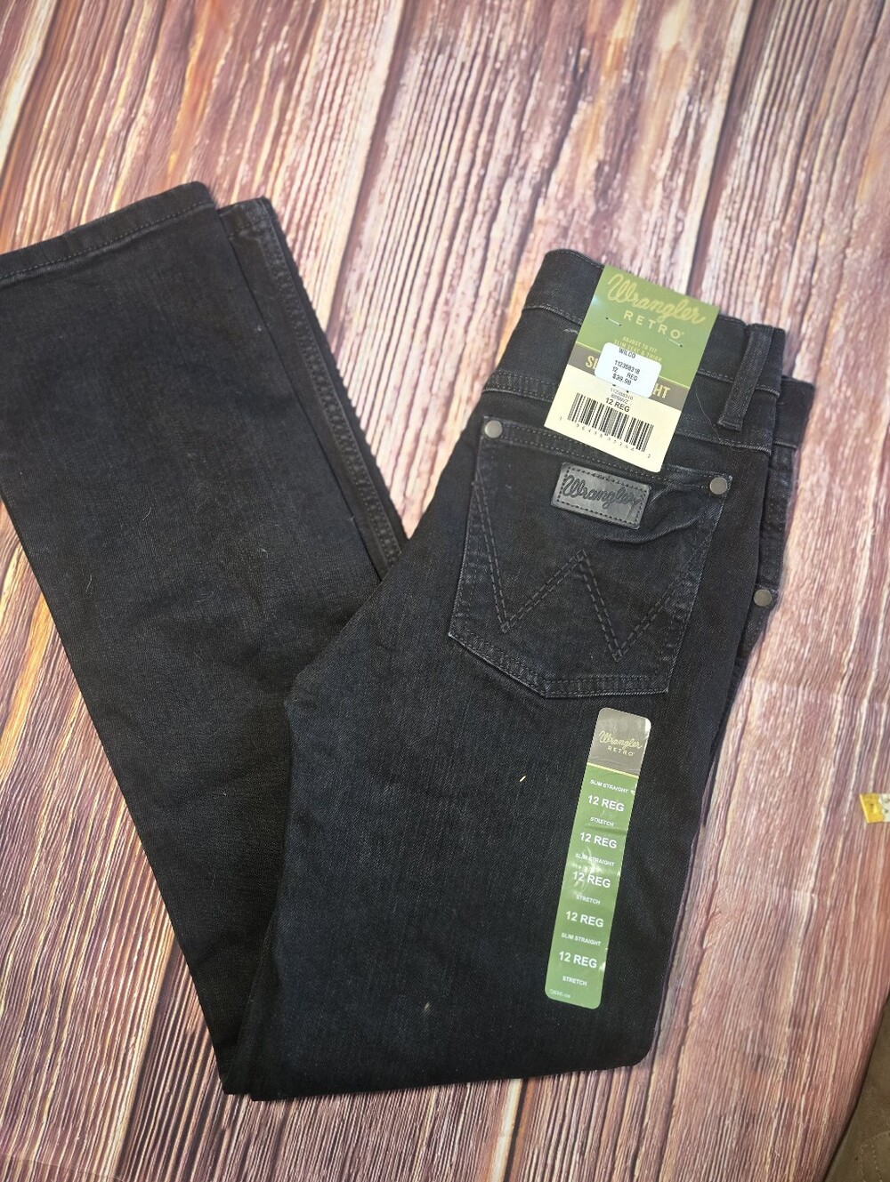 Wrangler Girls Black Slim Straight Jeans Sz 12 Nwt